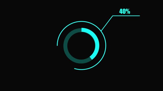 Animated Teal Pie Chart Infographic 40 Percent on Black Background for Data Analysis and Statistics animated pie chart.