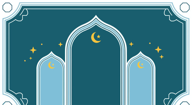 Islamic Prayer Rug with Crescent Moon and Stars Design.