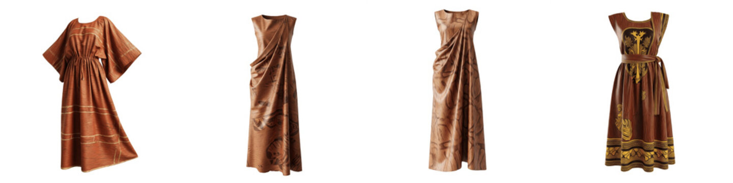 Ancient Roman and Greek Toga Collection, Traditional Stola and Chiton Drapery, Historical Mediterranean Silk Gowns, Classic Antiquity Costumes, Isolated White PNG