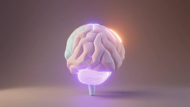 Digital representation of the human brain with glowing sections, illustrating complex thought, intelligence, and the exciting intersection of neuroscience and technology