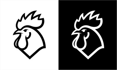 Rooster head logo design in black and white. © Firza