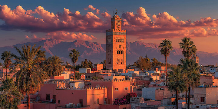 Sunset Over Marrakech Minaret