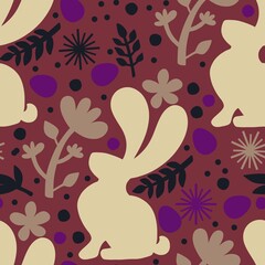 Naklejka premium Easter eggs seamless rabbits pattern for fabrics and linens and kids clothes print and spring party accessories