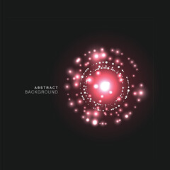 Obraz premium Vector background of ring light on black backdrop. Abstract luminous swirling illustration