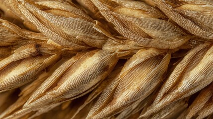 microscopic texture of wheat grain surface, golden brown tones, intricate natural pattern, extreme close up, hyperrealistic lighting, clean studio