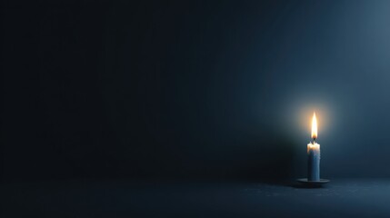 minimal dark background with single candle flame and soft glow, large negative space for text, Earth Hour climate awareness concept, clean elegant