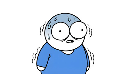 Fototapeta premium Sweaty Cartoon Character Feeling Hot and Stressed.