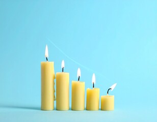 Candle Flame Shaped Like Rising Chart Graph on Minimal Pastel Background