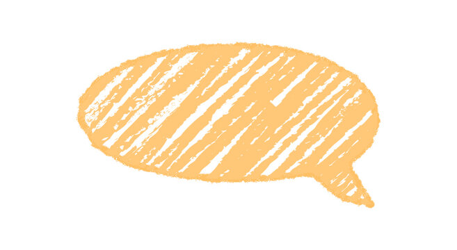 Organic oval speech bubble with diagonal chalk sketch style for message and talk. Soft circle textbox and chat form adds conversation element, ideal for modern illustration creative use.