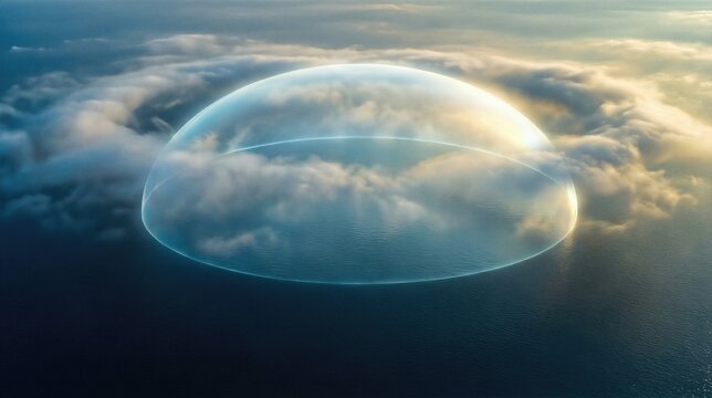 Creation of the firmament with water below and sky above. Biblical narrative of the second day of creation. Divine act of separating the waters.