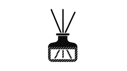 Fototapeta premium Vector illustration&nbsp;of aroma diffuser with reeds icon, simple black silhouette on on a transparent background