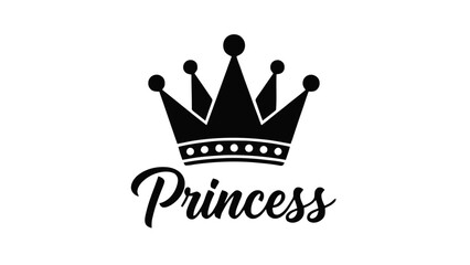 Custom blinds child's with your photo Vector illustration of black silhouette crown with princess text on a transparent background