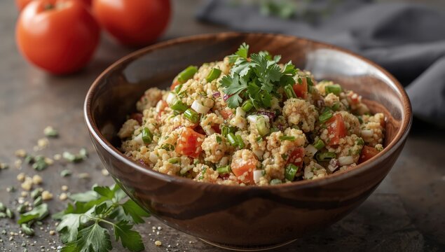 A dish of tasty fresh Tabbouleh salad