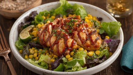 Fototapeta premium BBQ Chicken Salad with Grilled Chops