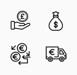 Finance and Logistics Line Art Icon Set