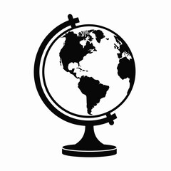 Stylized Black and White World Globe Illustration