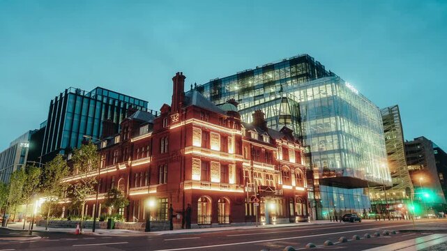 Dublin City Centre Night Lapse Panorama, Ireland