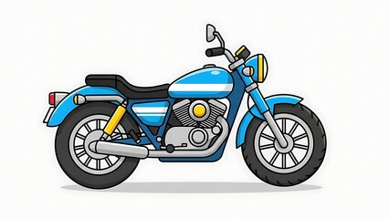 Obraz premium Blue classic motorcycle side view illustration.
