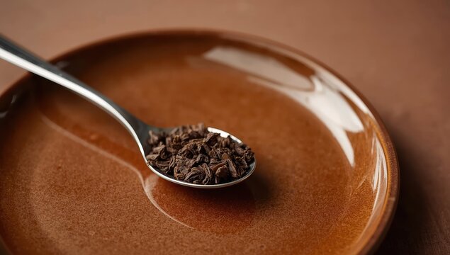 Chicory: instant sublimated coffee served on a brown plate