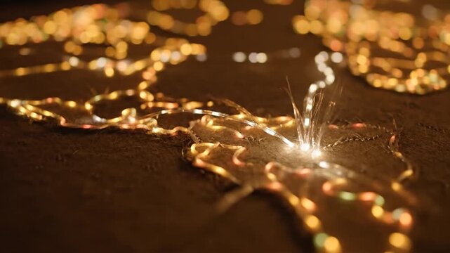 Aerial view of a world map illustration with logistic network sparks flying across the surface