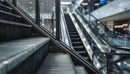 Close-up of mechanical stairs