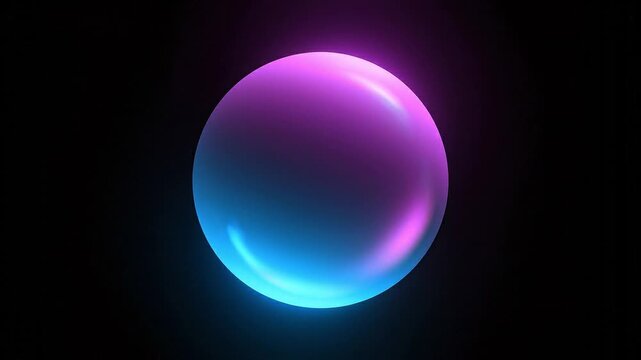 Abstract colorful gradient circle isolated on black background. Futuristic AI assistant bubble logo app screen animation, smart personal artificial intelligence chatbot technology concept