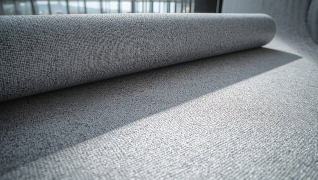 Open fiberglass wallpaper roll, shot close-up with backlighting