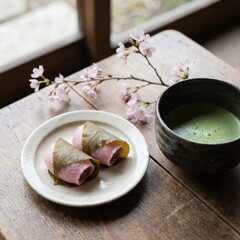 桜餅と抹茶で感じる日本の春和スイーツ
