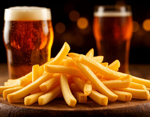french fries and beer