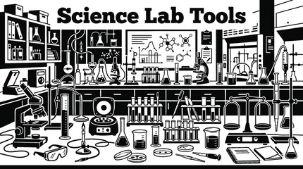 Naklejka premium Science lab tools in a laboratory representing experimental learning research education and scientific discovery