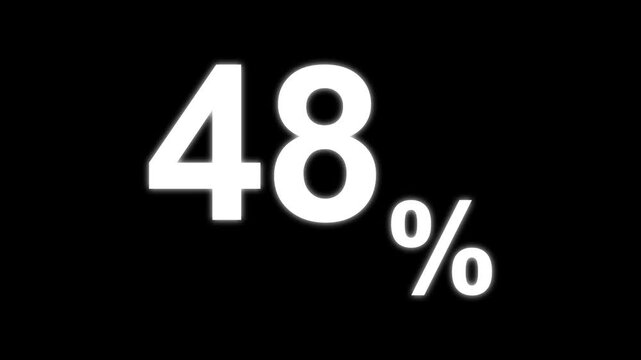 49 percent statistic glowing neon number on black background for business success