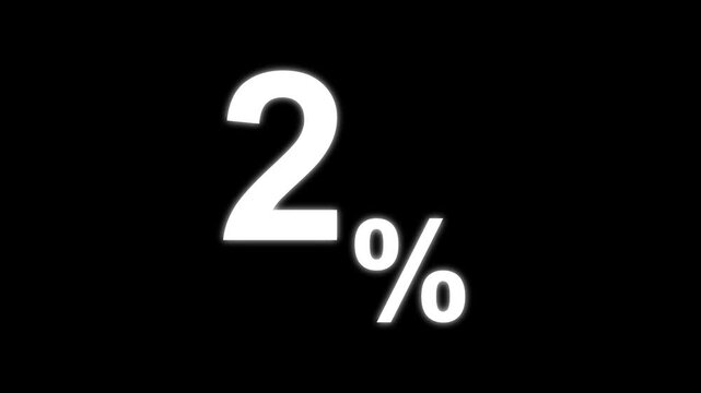 2  discount symbol glowing on black background for finance and sales promotion