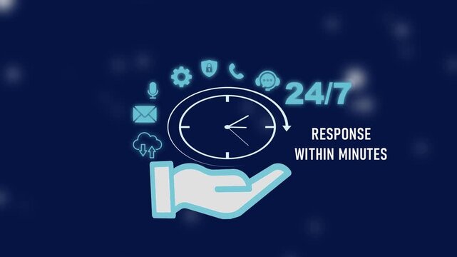 24/7 Emergency Response Service Clock Hand Holding Customer Support 24/7 support customer service