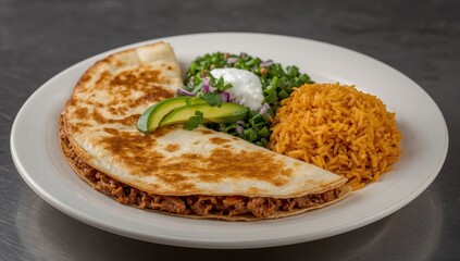 Quesadilla with beef and rice, Mexican style