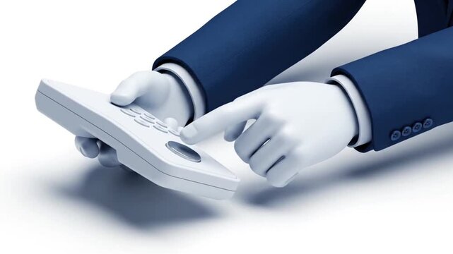 3D Business Hands Pressing Buttons on White Control Panel