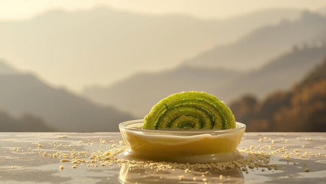 Rabdi Jalebi - Indian dessert of green jilebi or imarati served with condensed milk