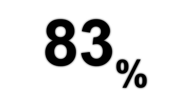 83 percent success rate statistic blue digital number isolated on white background
