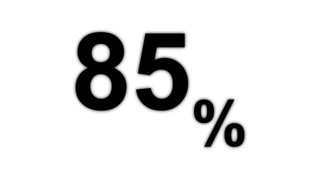 86 percent success rate statistic blue digital number isolated on white background