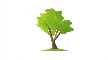 Fototapeta premium A cartoon tree with green leaves.