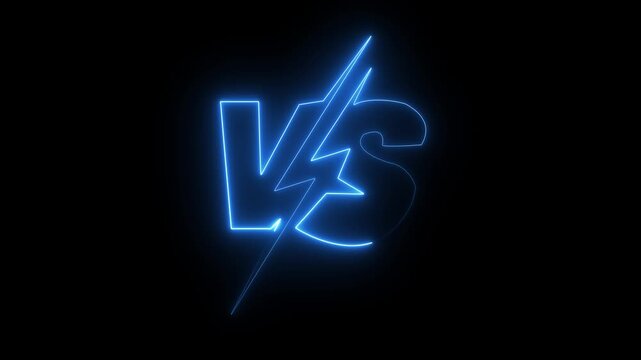 VS versus bars icons . blue color neon animated versus vs bars neon multiplayer co op team with smokey on black background. 4k video motion graphic animation. black background. V/S ANIMATION .4k video