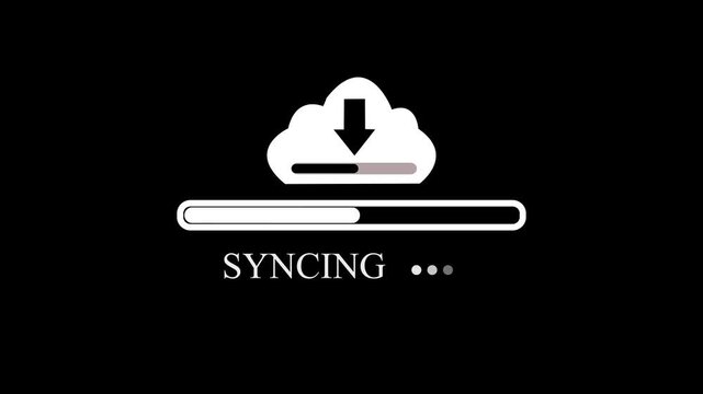 Cloud Syncing Animation Loading Progress Bar Downloading Data loading animation cloud computing.