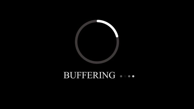 Buffering loading animation loading screen with circular progress bar on black background.