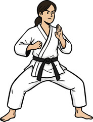 Obraz premium Martial arts woman in dynamic fighting stance