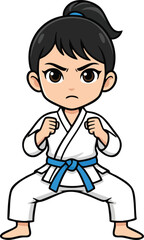 Obraz premium Martial arts woman in dynamic fighting stance