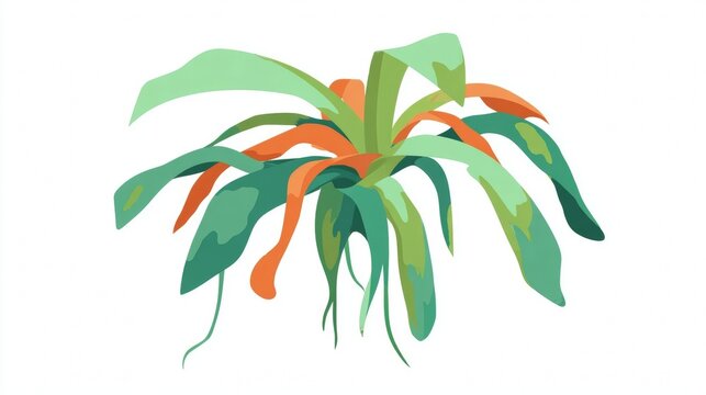 Vibrant Tropical Plant with Green and Orange Leaves.