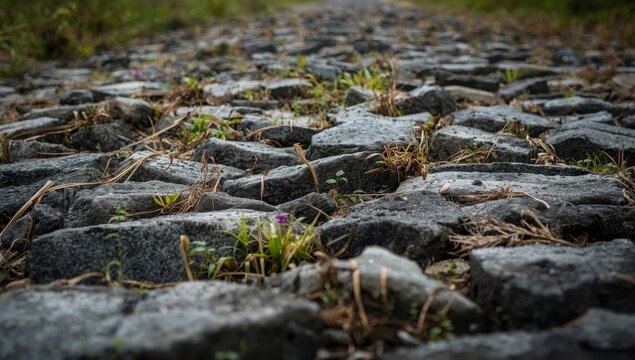 Surabaya, April 30, 2025: bumpy path full of weeds