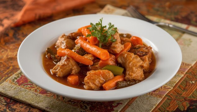 Tasty Filipino chicken stew with carrots