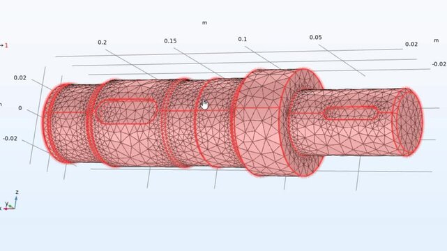 Video animation of computer 
technic 3d modeling of mechanical part with rotation.
Steel worm shaft of electrical reducer with grid.
Technology cad analysis of machine building industry. 
