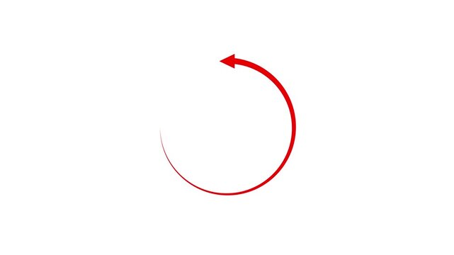 White circular arrow appears. back up reload rotation line icon upload icon animation rotating red circular arrows on transparent background 4k visuals