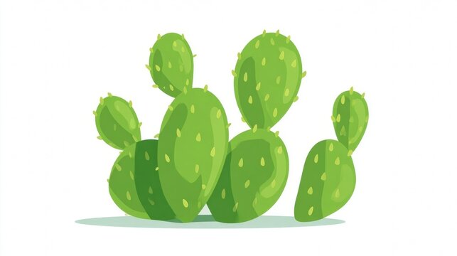 Prickly Pear Cactus Pads Illustration.